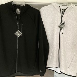 Zip-up hooded fusion knit jacket